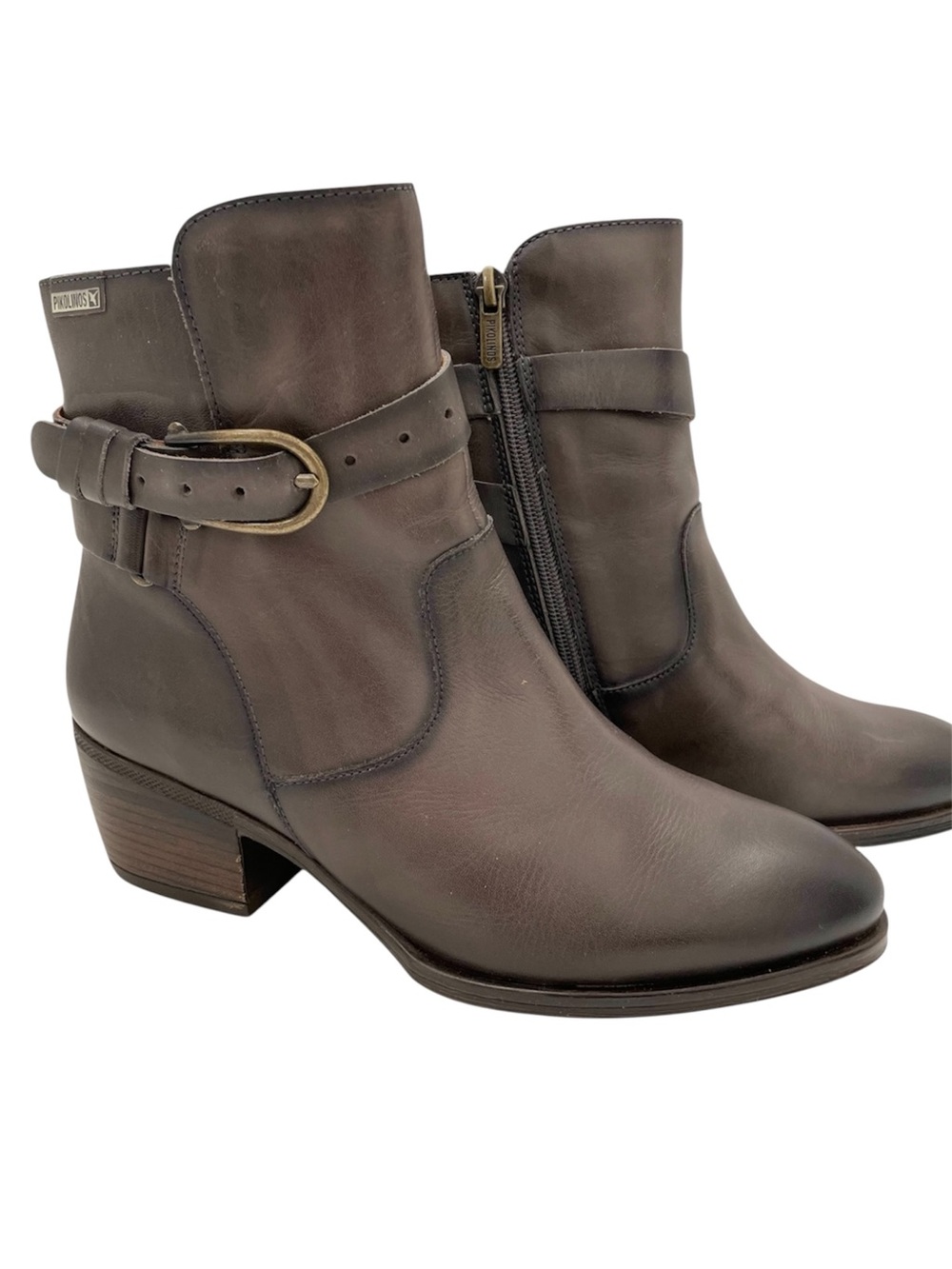PIKOLINOS Baqueira Leather Ankle Boots 39 Lead/Gray Ankle Strap Comfort Bootie